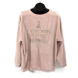 Disney Provincial Life Velour Sweatshirt Medium Pink Beauty Beast Belle Princess